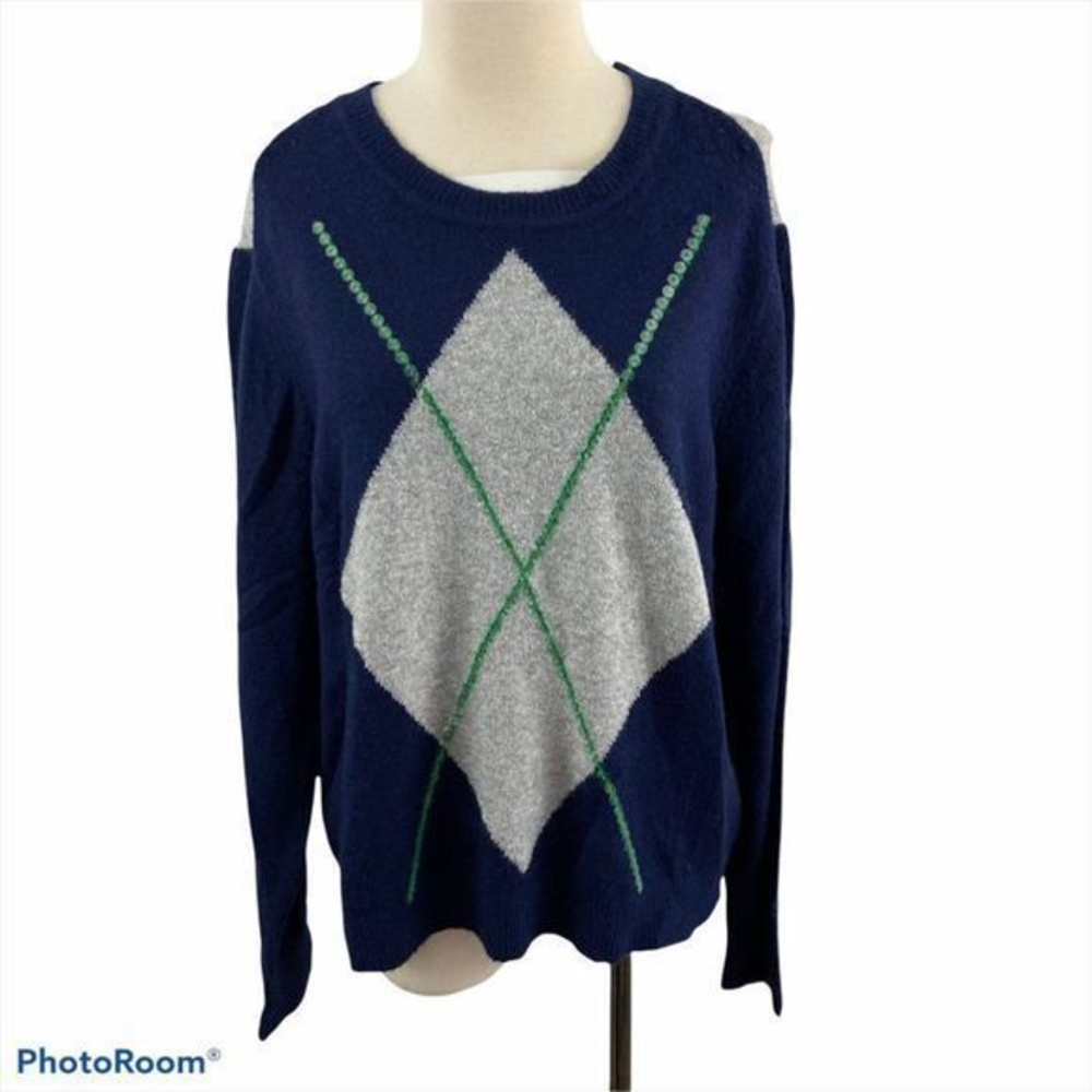 NWT COURT & ROWE Blue Argyle‎ Crew Neck Sweater (XL